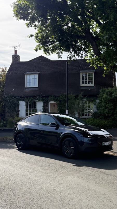 Front three-quarter view of the Model Y RWD in sunshine