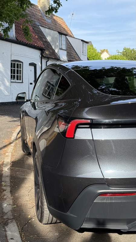 Rear three-quarter close-up of the Model Y RWD