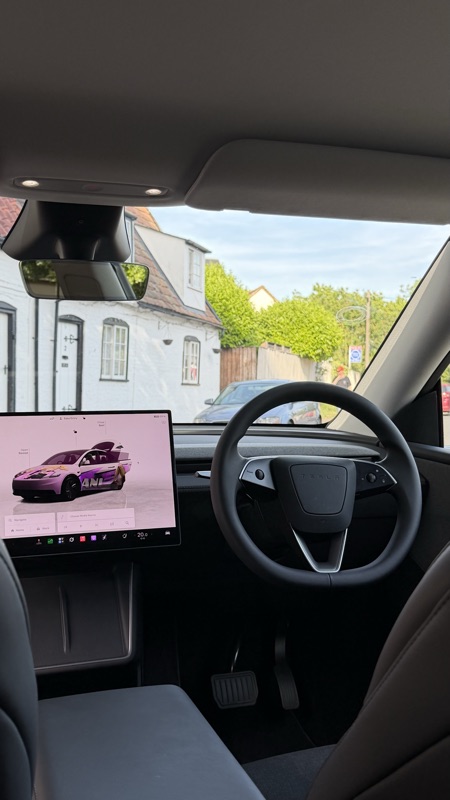 Driver's view of the dash and screen