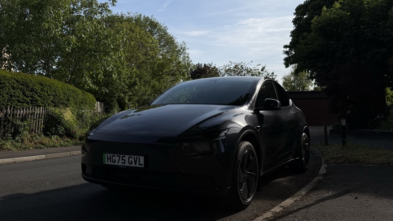 Front view of the Model Y RWD on the road