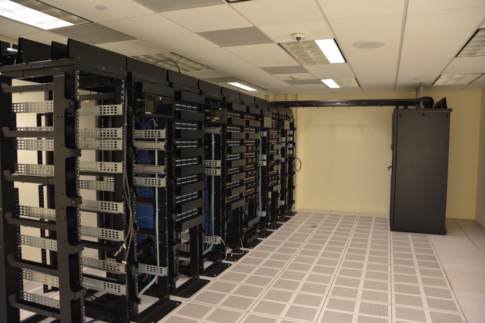 Rows of server racks in a data centre
